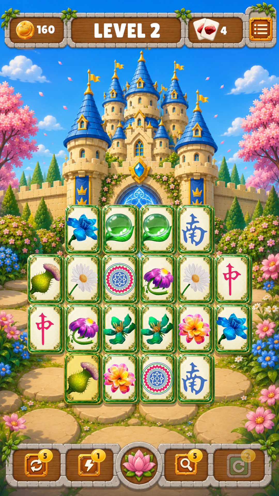 Mahjong Castle tile matching board.