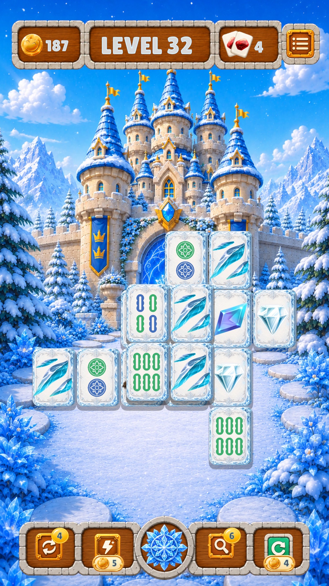 Mahjong Castle tile matching board.