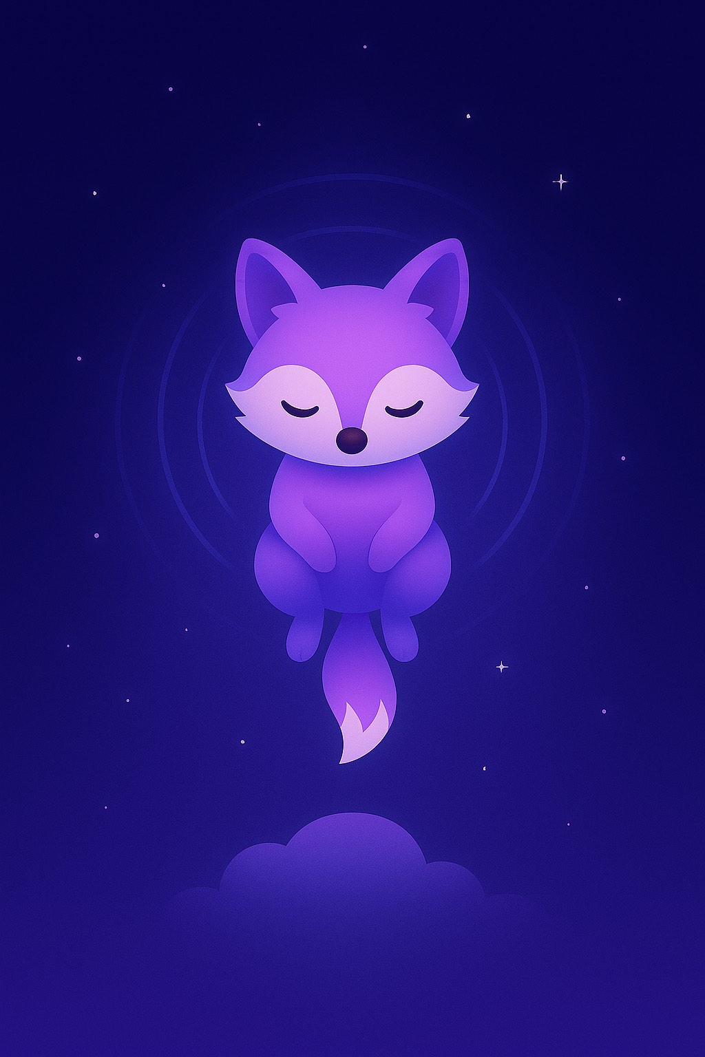 Somnifox fox illustration on a calming purple background.